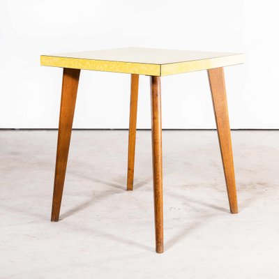 French Square Yellow Kitchen Dining Table, 1960s for sale at Pamono