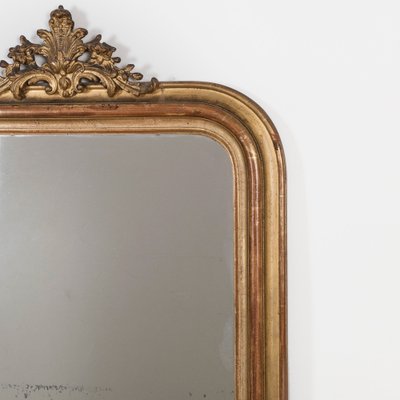 Antique French Louis Philippe Gilt Mirror with Scroll Cartouche