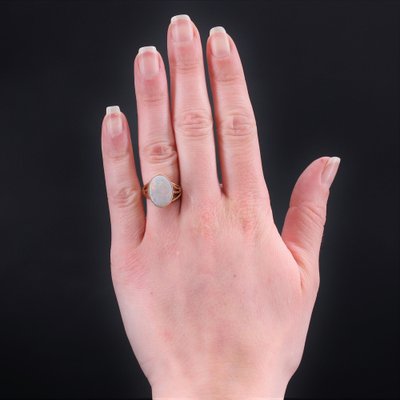 18 Karat French Yellow Gold Opal Ring 1960s