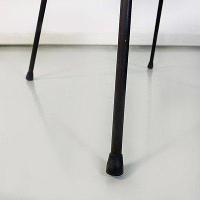 Mid Century Modern Italian Wicker Black Metal Chairs 1960s Set of 6