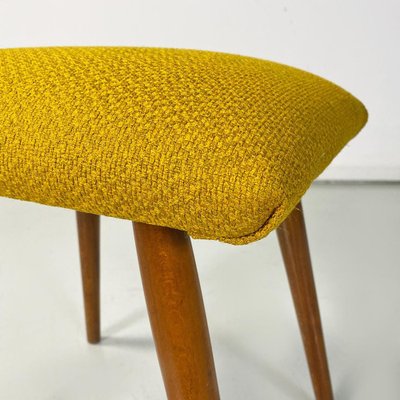 Mid Century Yellow Fabric Beech Pouf Northern European 1960s