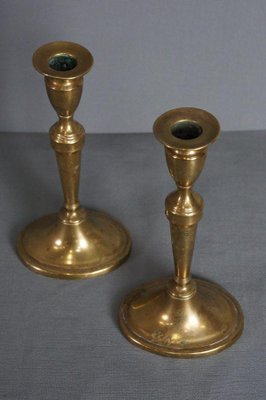 19th Century French Brass Candlesticks, Set of 2 for sale at Pamono