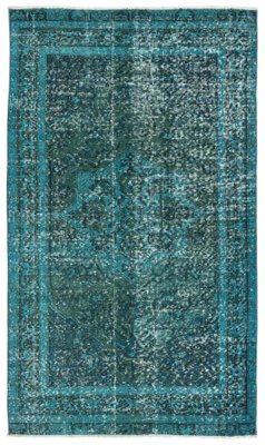 Turkiser Uberfarbter Vintage Teppich Bei Pamono Kaufen