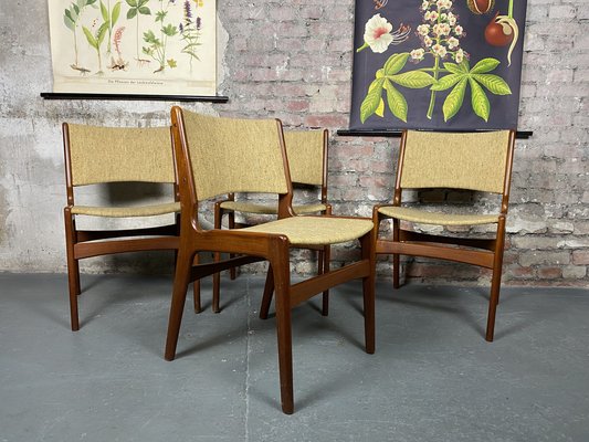 Mid Century Teak Dining Chairs No. 89 by Erik Buch for Anderstrup M belfabrik 1950s Set of 4