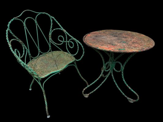 Lot 4 chaises bistrot en métal orange - vintage Bois - Vendu