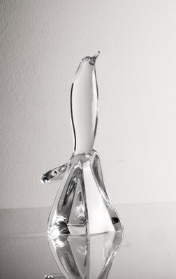 Crystal Glass Sculpture of a Bird from Daum France, 1950s