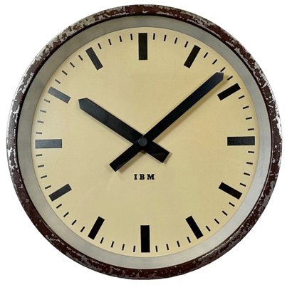 Industrial Brown Factory Wall Clock from IBM, 1950s for sale at Pamono