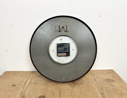 Industrial Brown Factory Wall Clock from IBM, 1950s for sale at Pamono