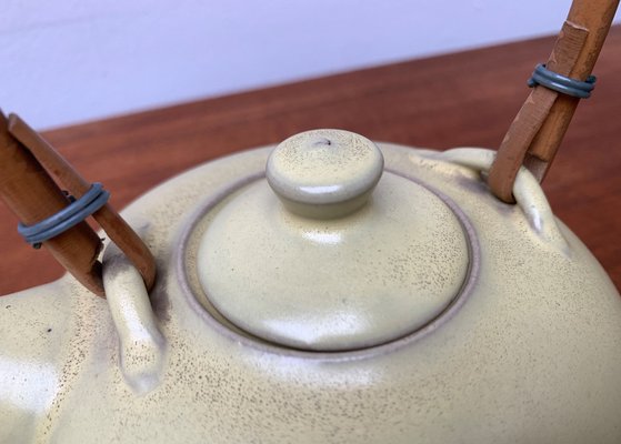 Mid-Century Ceramic Teapot with Bamboo Handle, 1960s for sale at