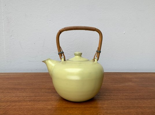 Mid-Century Ceramic Teapot with Bamboo Handle, 1960s for sale at