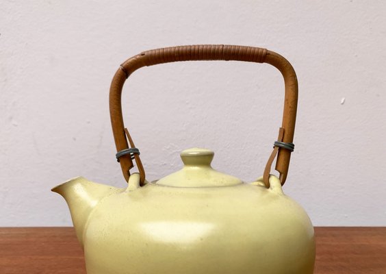 Mid-Century Ceramic Teapot with Bamboo Handle, 1960s for sale at