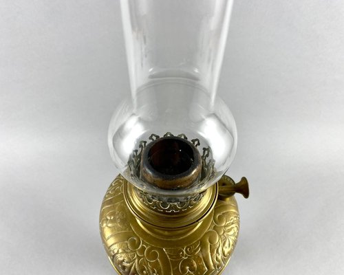 Vintage Brass Oil Table Lamp Belgium 1970s