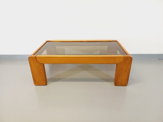 Vintage smoked on sale glass coffee table
