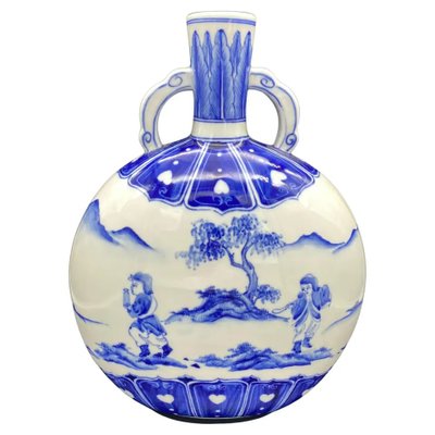 Vase double gourde en porcelaine de Chine céladon à décor de