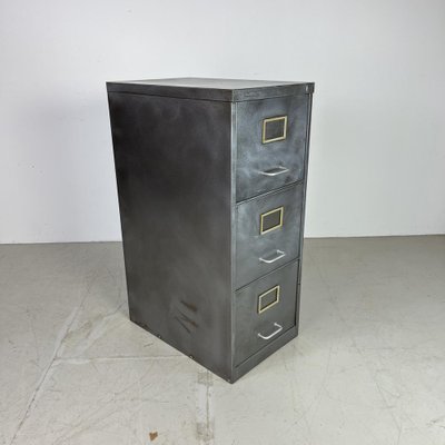 Polished Steel 3 Drawer Filing Cabinet