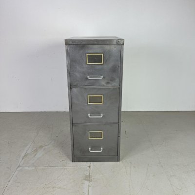 Polished Steel 3 Drawer Filing Cabinet