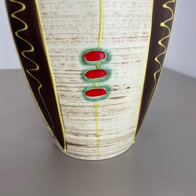 Fat Lava Pottery Stripe & Dots Vase Jasba Ceramics, Germany, 1950s