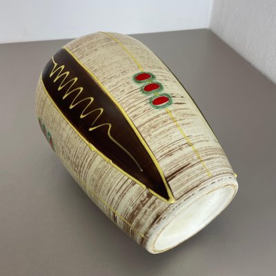 Fat Lava Pottery Stripe & Dots Vase Jasba Ceramics, Germany, 1950s