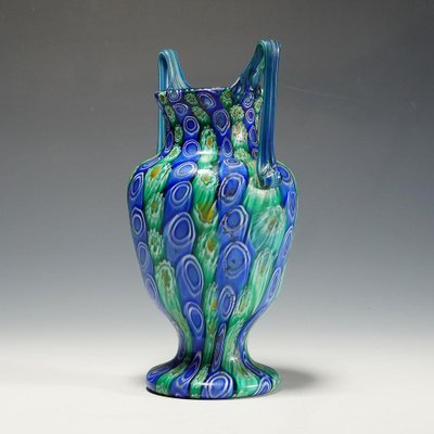 Large Antique Millefiori Vase with Handles from Toso Murano