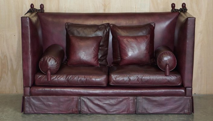 Antique Victorian Oxblood Knoll Sofa 1860s for sale at Pamono
