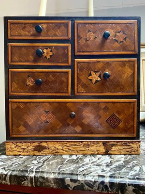 Small 19th Century Japanese Yosegi Zaiku Marquetry Storage Unit