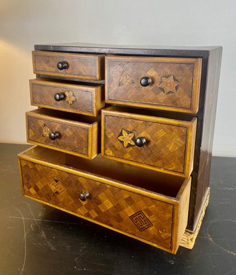 Small 19th Century Japanese Yosegi Zaiku Marquetry Storage Unit