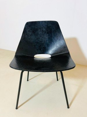 Black Tonneau Chair attributed to Pierre Guariche, 1950s for sale