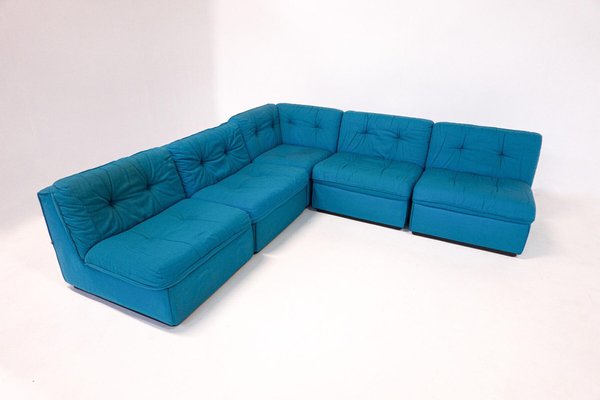 Mid Century Modern Blue Modular Sofa Italy 1960s