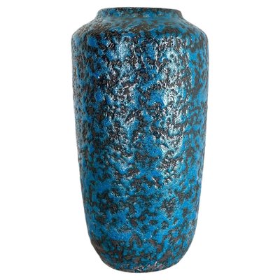 Fat Lava Blue Floor Vase from Scheurich, Germany Wgp, 1970s