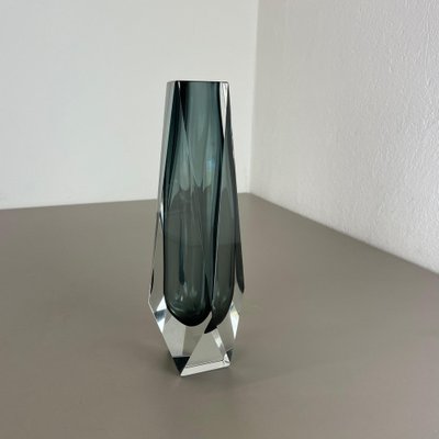 Large Grey Murano Glass Sommerso Vase attributed to Flavio Poli, Italys, 1970s