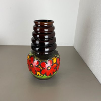 Mursten Pind Forstad Large Fat Lava Multi-Color Floral Floor Vase attributed to Scheurich, 1970s  for sale at Pamono