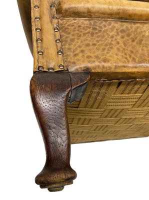 Vintage Leather Wingback Chair for sale at Pamono