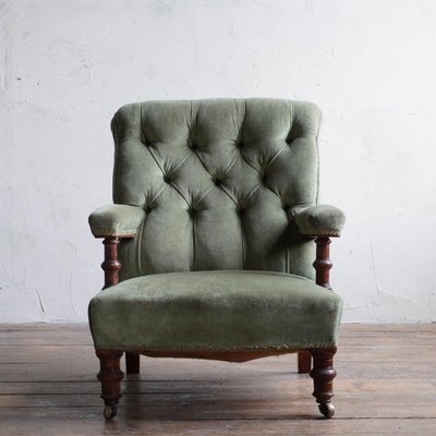 Green velvet on sale antique chair