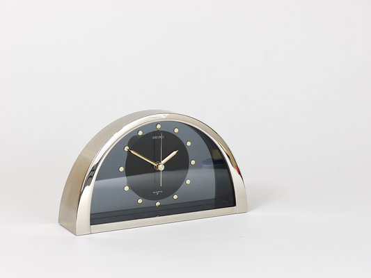 Hollywood Regency Chromed See-Through Table Clock from Seiko, 1980s for  sale at Pamono