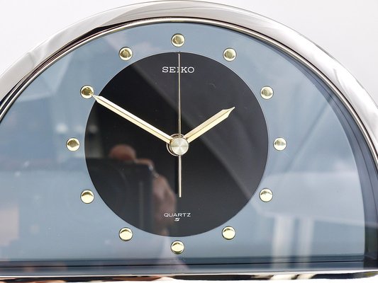 Hollywood Regency Chromed See-Through Table Clock from Seiko, 1980s for  sale at Pamono