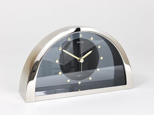 Hollywood Regency Chromed See-Through Table Clock from Seiko, 1980s for  sale at Pamono