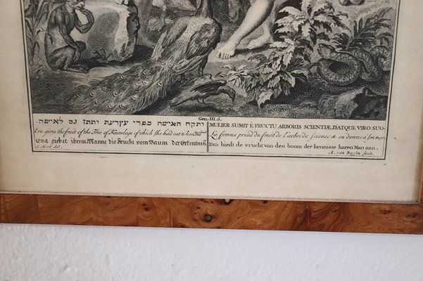 Gerard Hoet, Adam and Eve, Engraving, 17th Century, Framed
