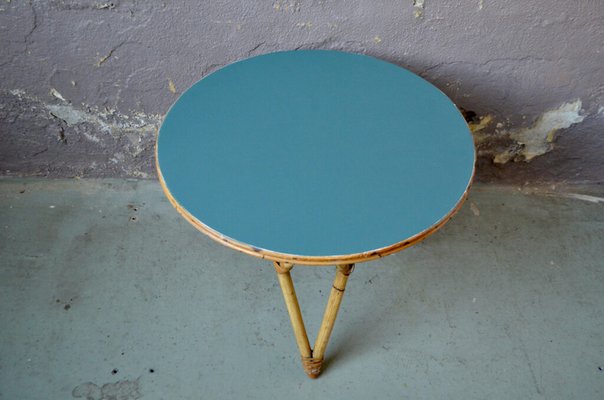 Blue rattan side online table