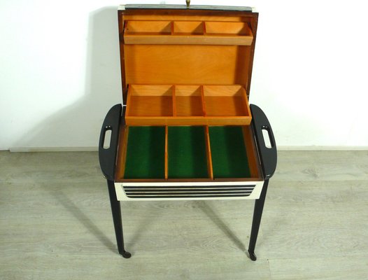 Modern Wooden Sewing Box, Side Table with Storage, Germany, 1960s