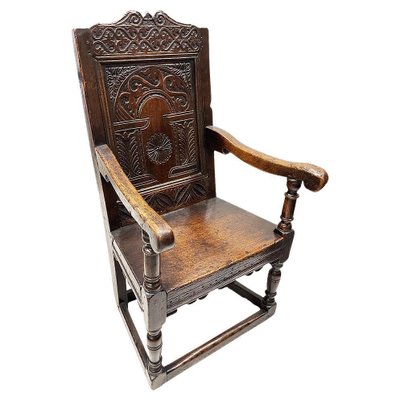 17th Century English Oak Wainscot Armchair for sale at Pamono