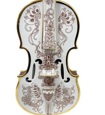 Porcelain Violin by Endre László Saxon for Hollohaza, 1970s for