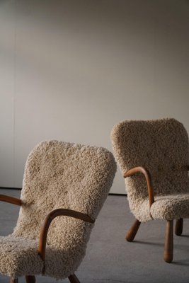 Clam Lounge Chairs in Lambswool from Skive Møbelfabrik, Denmark