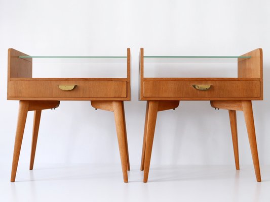 Mid Century Modern Walnut Nightstands by Wk M bel Germany 1950s Set of 2