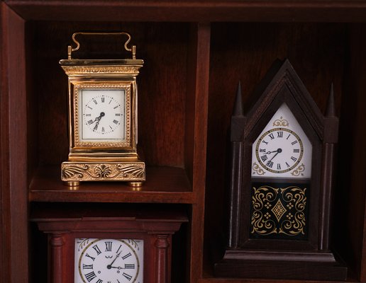 Small Franklin Mint Clocks with Wall Unit, 1980s, Set of 13 for