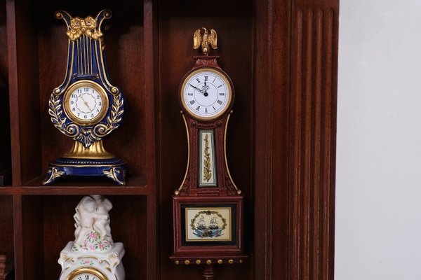 Small Franklin Mint Clocks with Wall Unit, 1980s, Set of 13 for