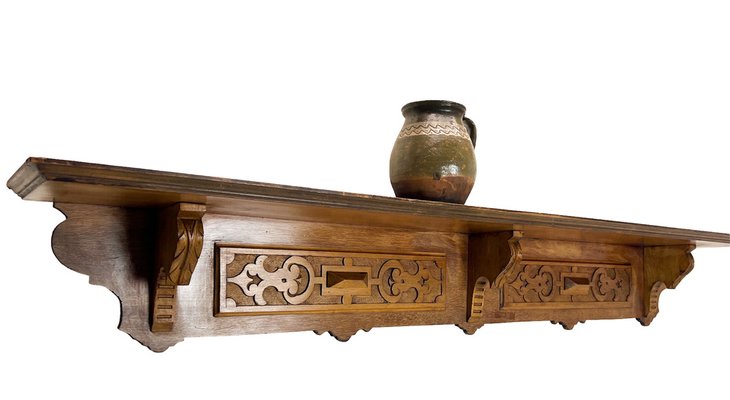 Étagère Murale Shabby Chic 3 étagères - Bois Antique Gris - 110x48x30 Cm - Neuf