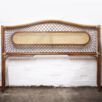 Mid Century Vintage Bamboo and Rattan Double Bed Headboard 1960s