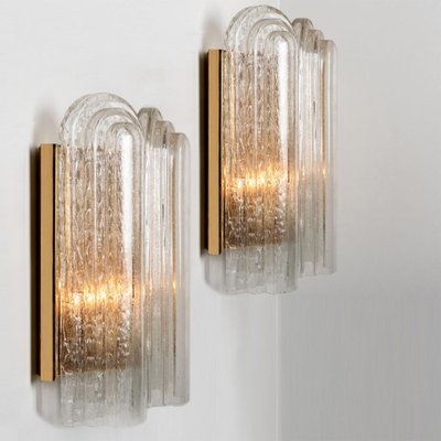 Art Deco Blown Glass Brass Wall Sconce attributed to Doria