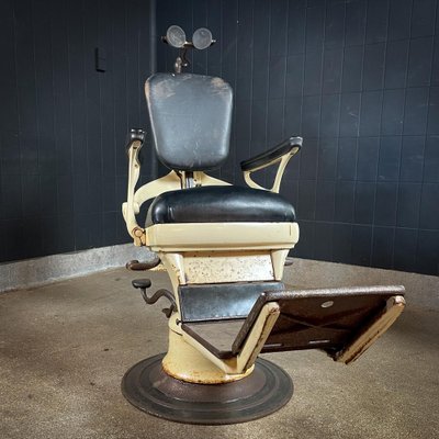 Vintage Dental Chair in White Black Chrome 1950s for sale at Pamono