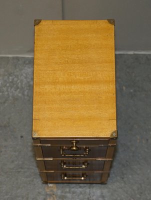 Tall Slim Vintage Military Campaign Bedside Tables with Drawers
